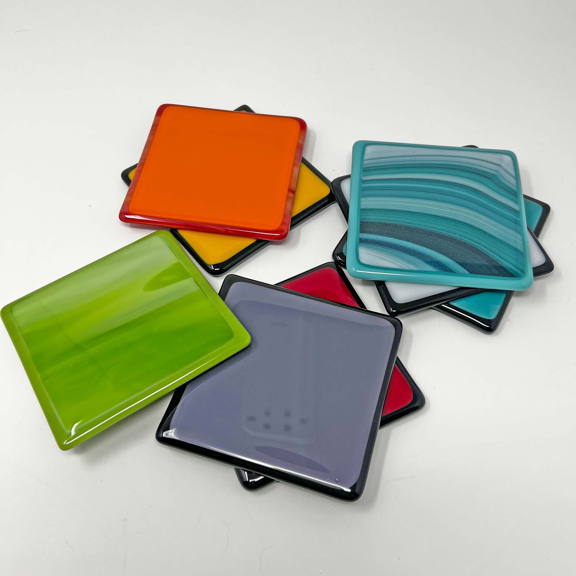 multi-color glass coasters