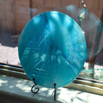 Large 10" Round Fused Glass Ruffled Tray | Turquoise Blue Table Centerpiece | Serving Tray | Housewarming Gift