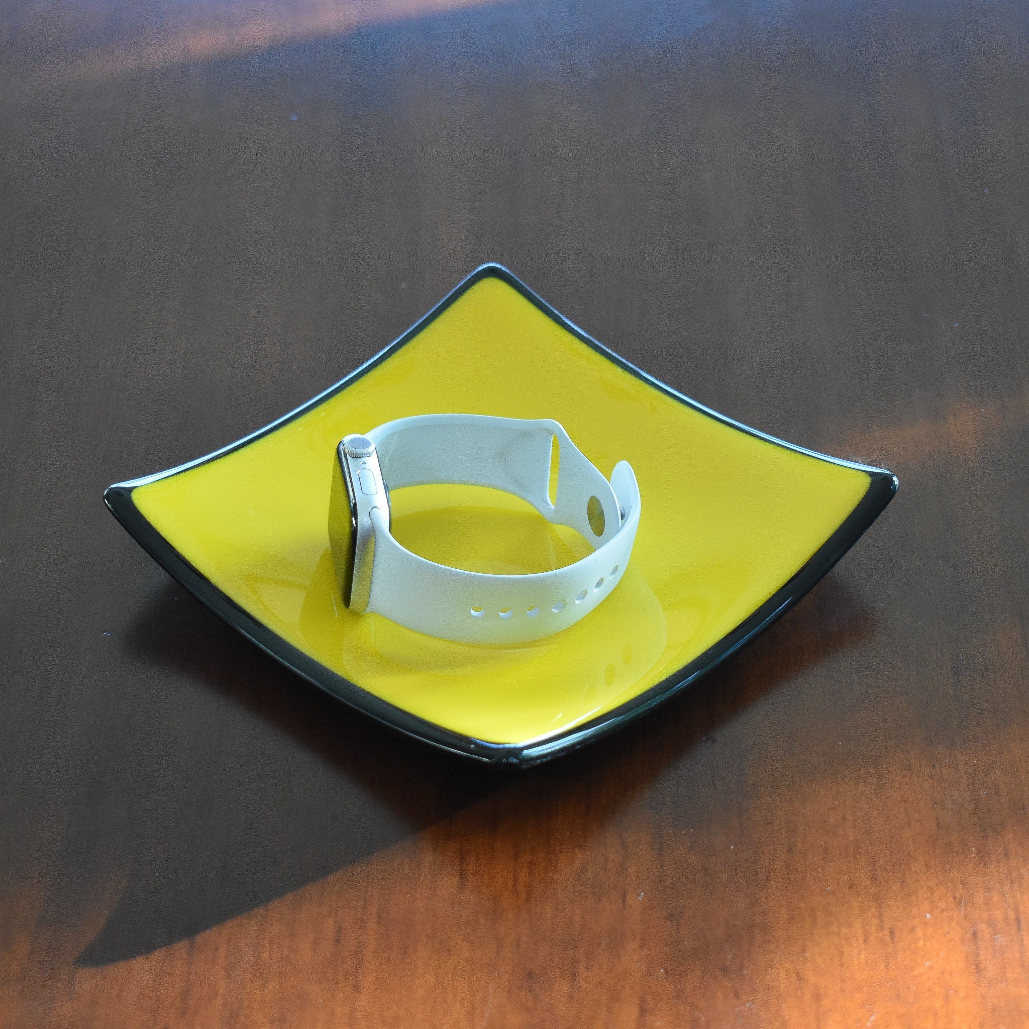 Sunflower Yellow Glass Catchall Dish