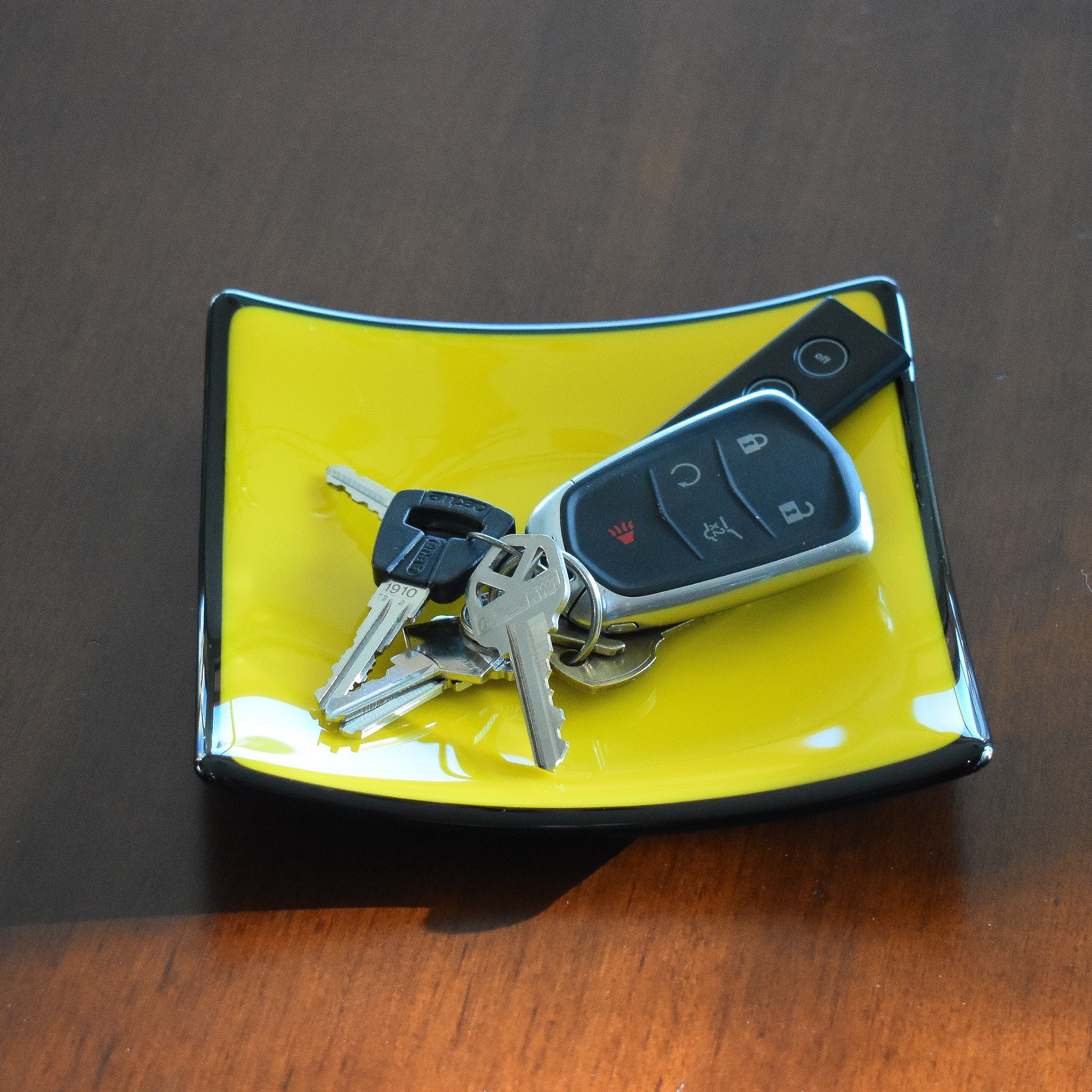 Sunflower Yellow Glass Catchall Dish