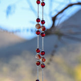 Elegant Red Moss Agate Crystal and Glass Wind Chime for Patio, Porch, Balcony and Garden