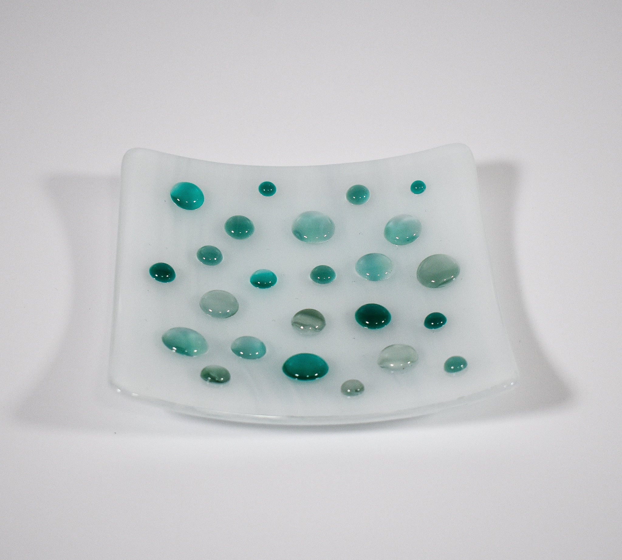 Pure White Catchall Tray with Teal Green Accents