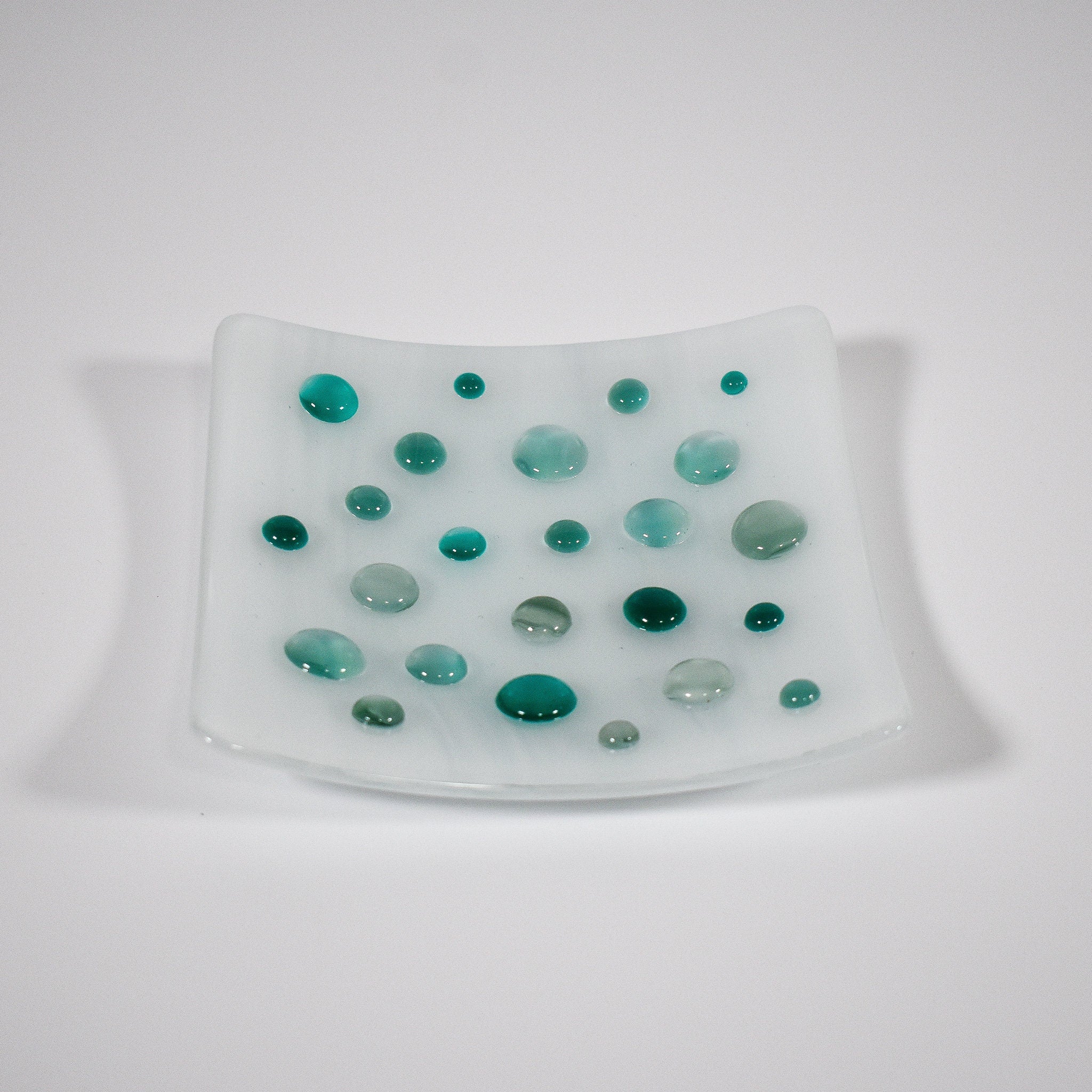 Pure White Catchall Tray with Teal Green Accents