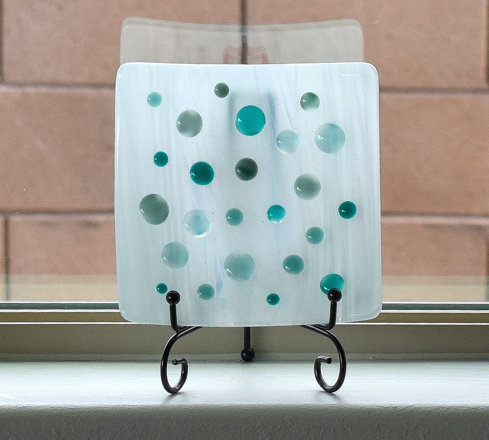 Pure White Catchall Tray with Teal Green Accents