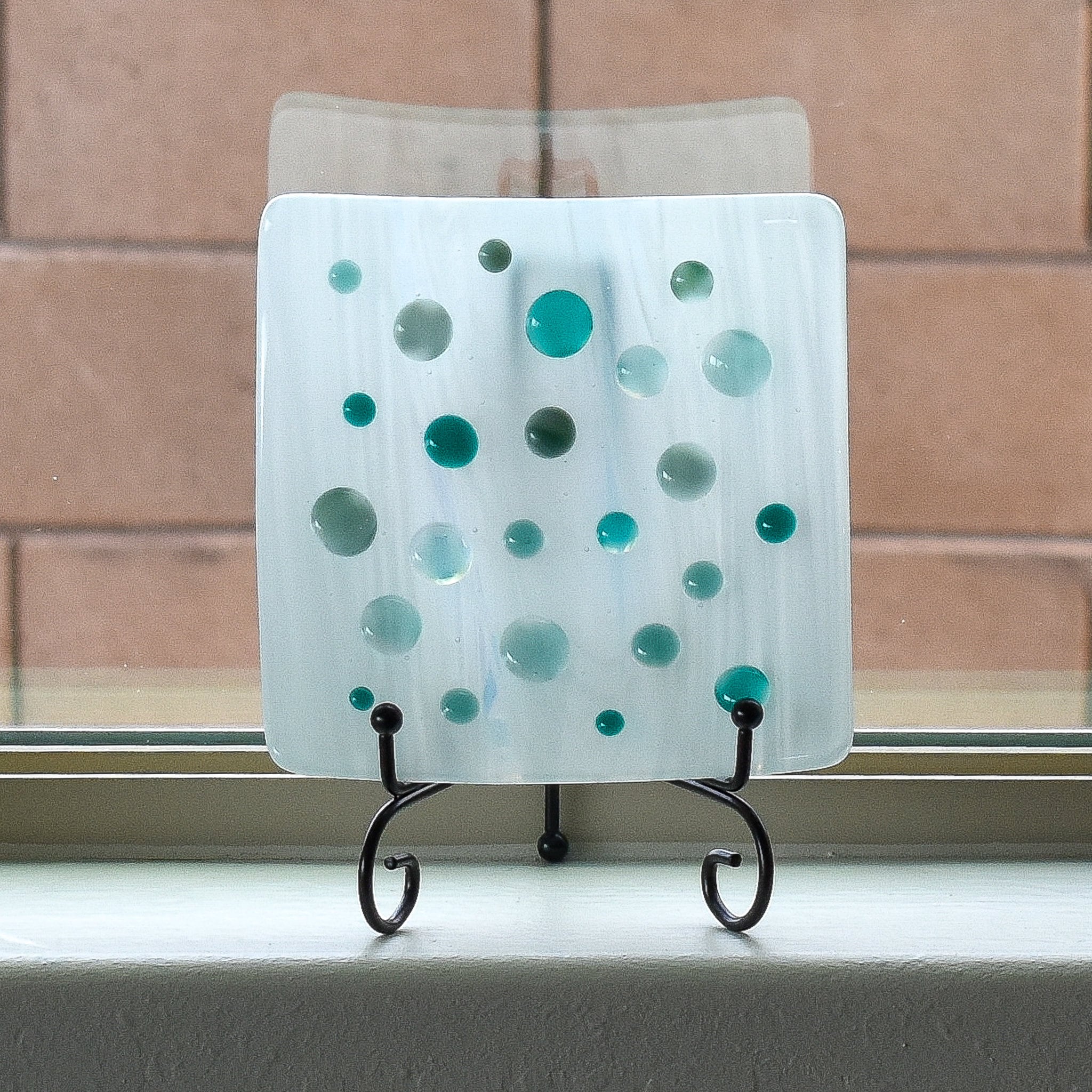 Pure White Catchall Tray with Teal Green Accents