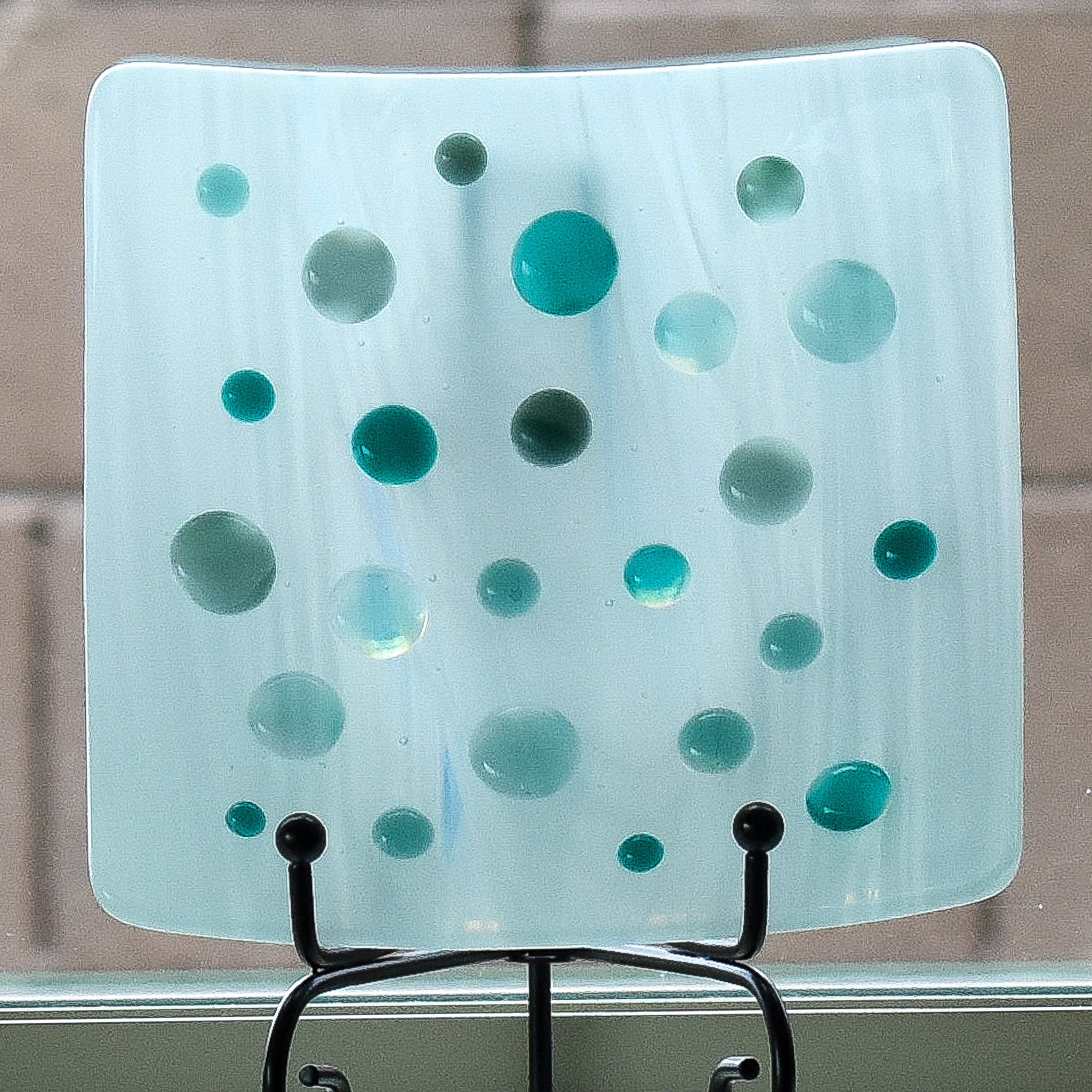 Pure White Catchall Tray with Teal Green Accents