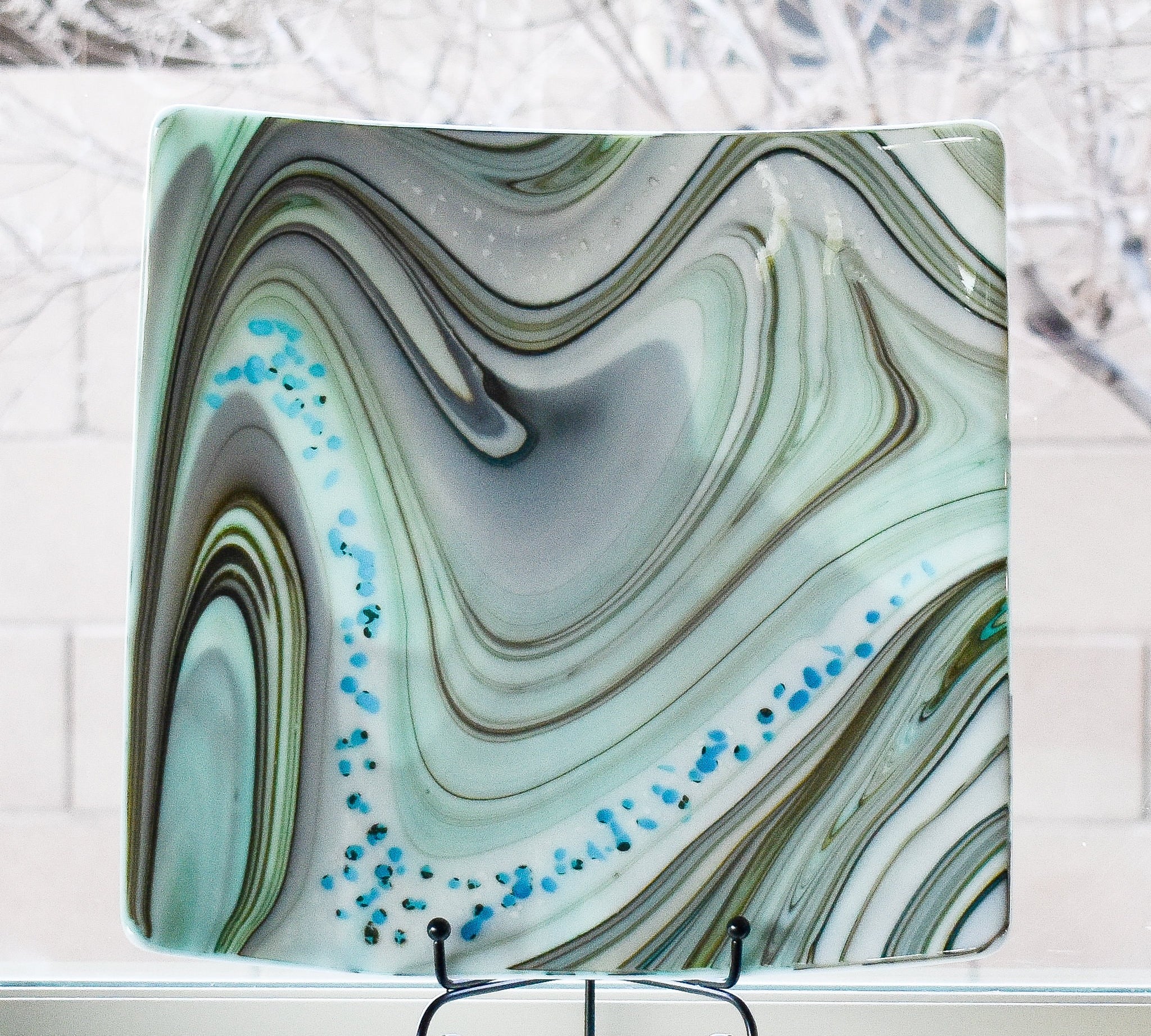 Large 12" Contemporary Glass Tray