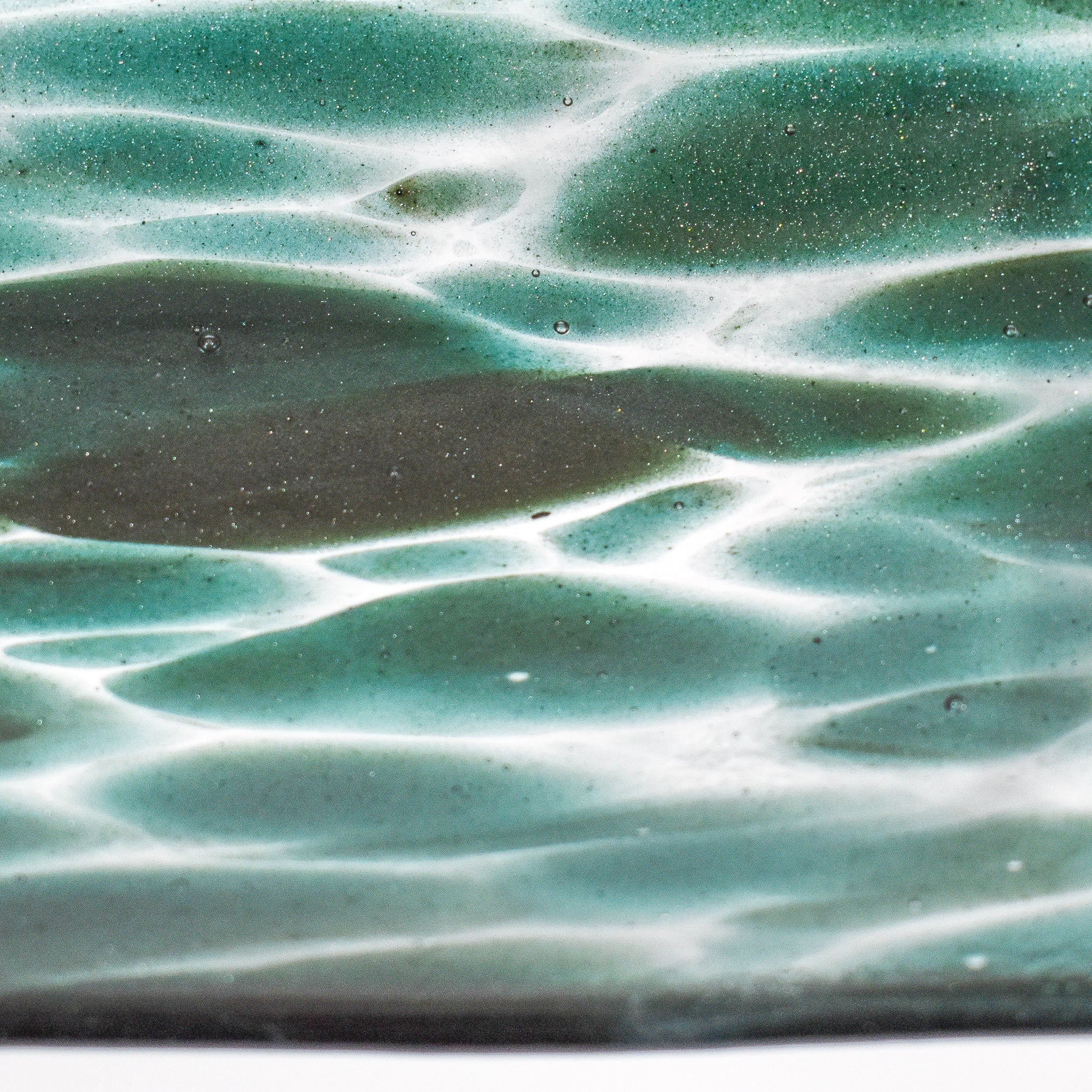 Unique Sparkling Green Glass Serving Tray with Channel Design - Home Entertaining Essential