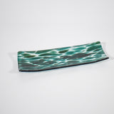 Unique Sparkling Green Glass Serving Tray with Channel Design - Home Entertaining Essential