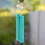 Teal Green Agate Long Glass Sun-Catcher and Wind Chime for the Patio or Garden - a Welcome Gift for the Home