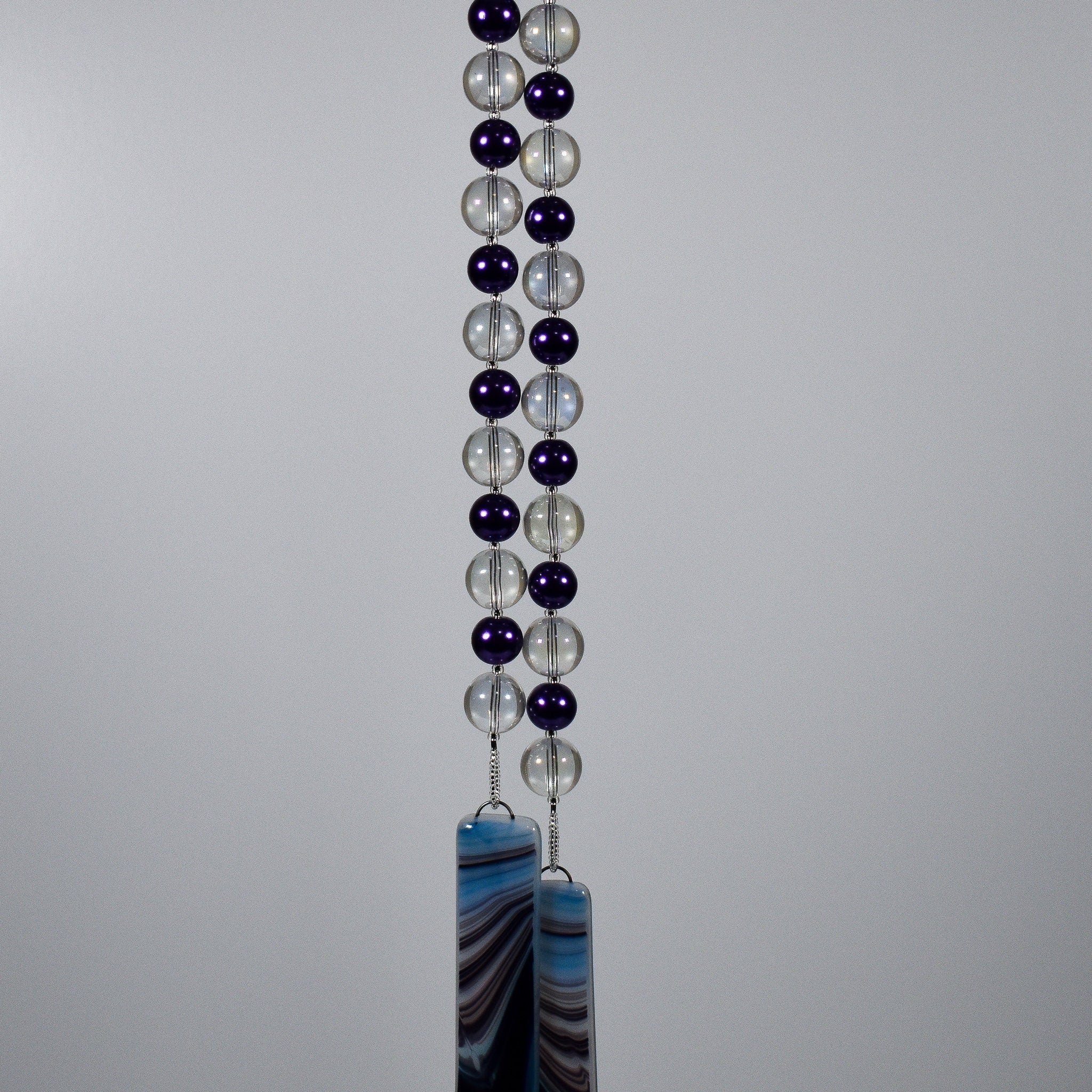 Purple Pearl Glass Sun-Catching Wind Chime for Patio, Balcony, Garden