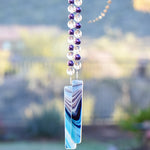 Bright Purple Pearl Glass Wind Chime for Patio, Balcony, Garden - Light Catching Gift for Housewarming, Retirement, Memorial
