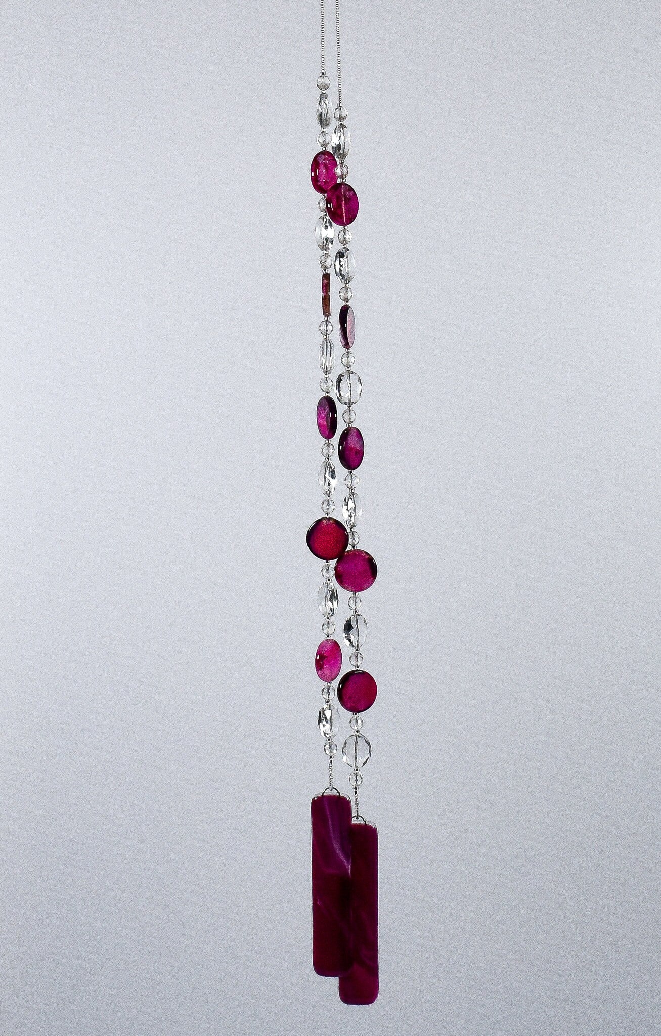 Outdoor Pink Agate and Crystal Sun Chime for a Magical Sun-Catching Display