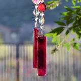 Outdoor Pink Agate and Crystal Sun Chime for a Magical Sun-Catching Display