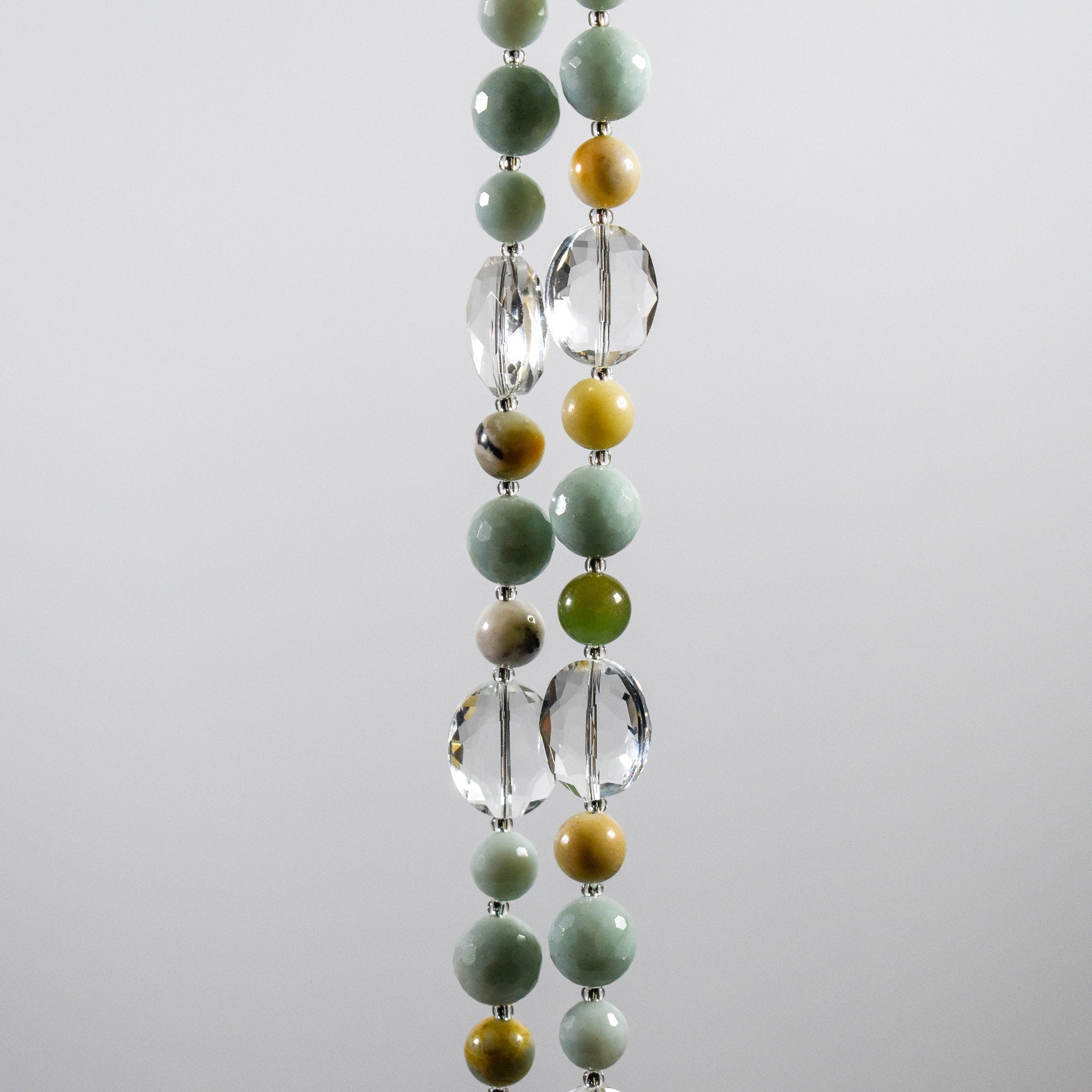 Handcrafted Sun Chime with Amazonite Stones and Glass Crystal for a Calming Patio Oasis