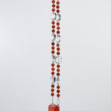 Red Agate Stone and Fused Glass Sun Chime for the Outdoors - Bright, Beautiful Color