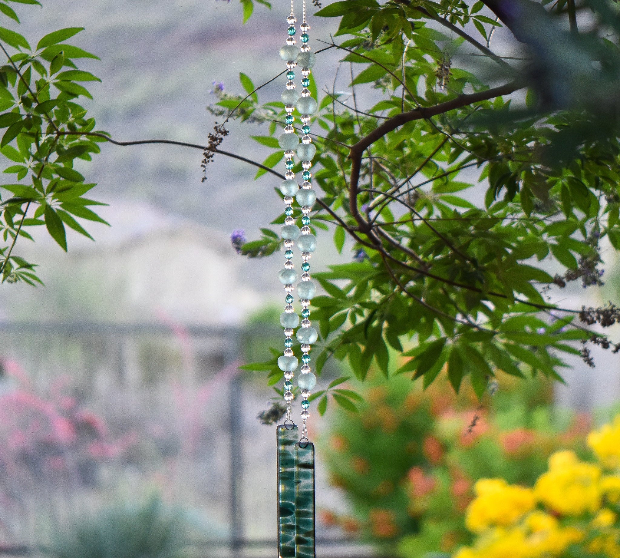 Aqua Recycled Glass Chime