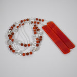 Red Agate Stone and Fused Glass Sun Chime for the Outdoors - Bright, Beautiful Color