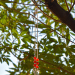 Red Agate Stone and Fused Glass Sun Chime for the Outdoors - Bright, Beautiful Color