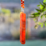 Red Agate Stone and Fused Glass Sun Chime for the Outdoors - Bright, Beautiful Color