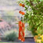 Orange Carnelian Agate Stone Sun-Catcher Wind Chime for Patio, Garden, Balcony