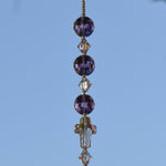 Handmade Purple Glass Car Charm with Crystal Cross