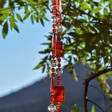 Bright Red Sun Glass Wind Chime
