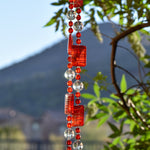 Bright Red Sun Glass Wind Chime