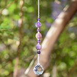 Amethyst Stone Car Charm Sun-Catcher - Sunlight Sparkle and Positive Vibes