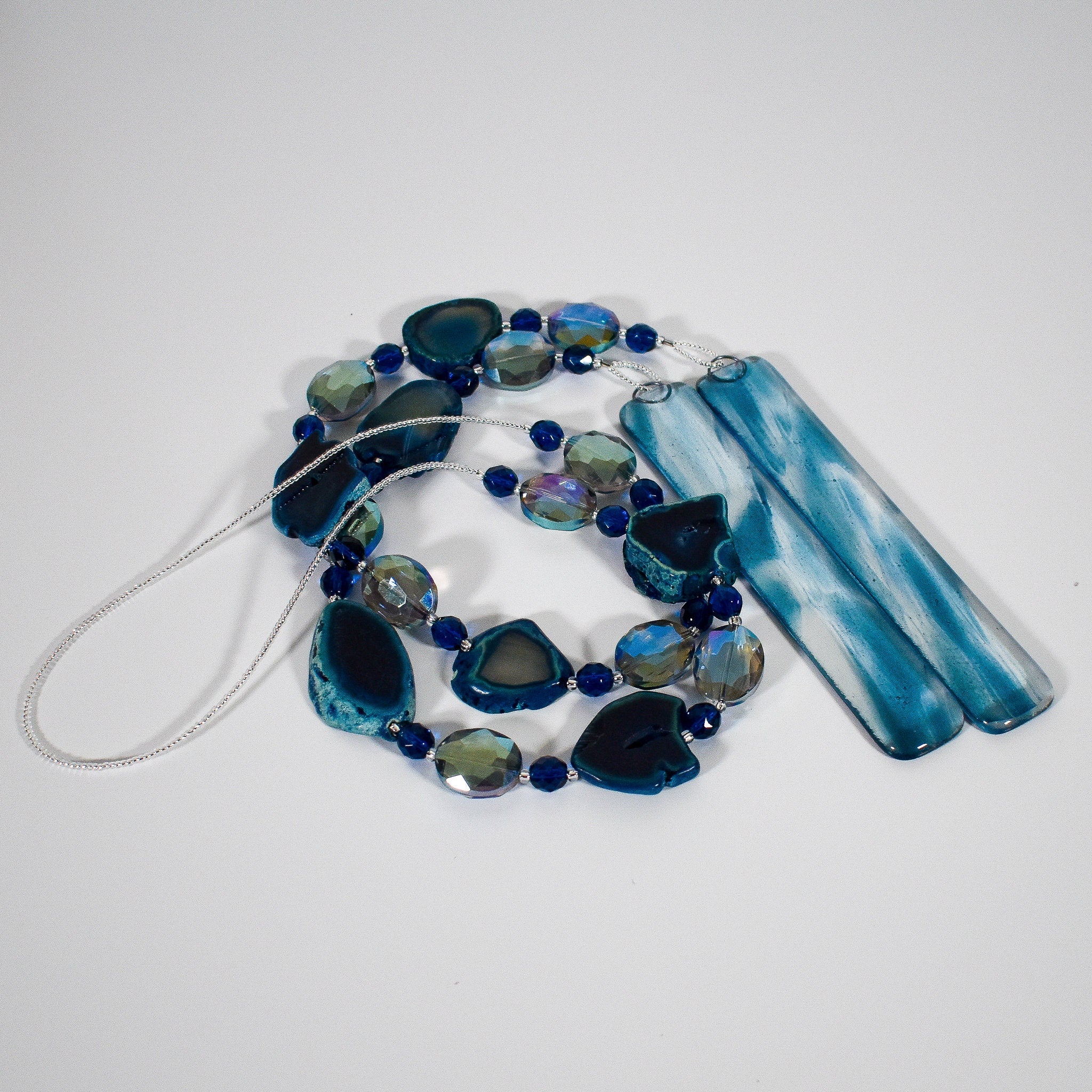 Dark Blue Agate Sun-Catcher Wind Chime - Outdoor Decor