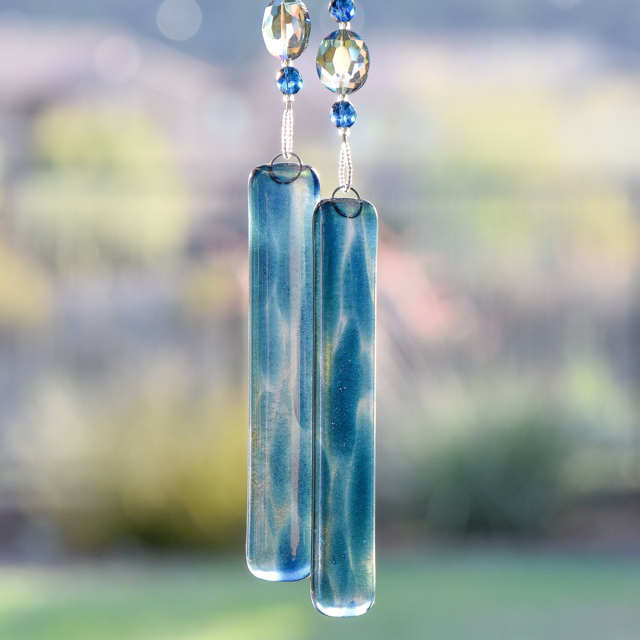 Dark Blue Agate Sun-Catcher Wind Chime - Outdoor Decor