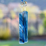 Dark Aqua Blue Sun-Catcher Wind Chime for Outdoor Spaces