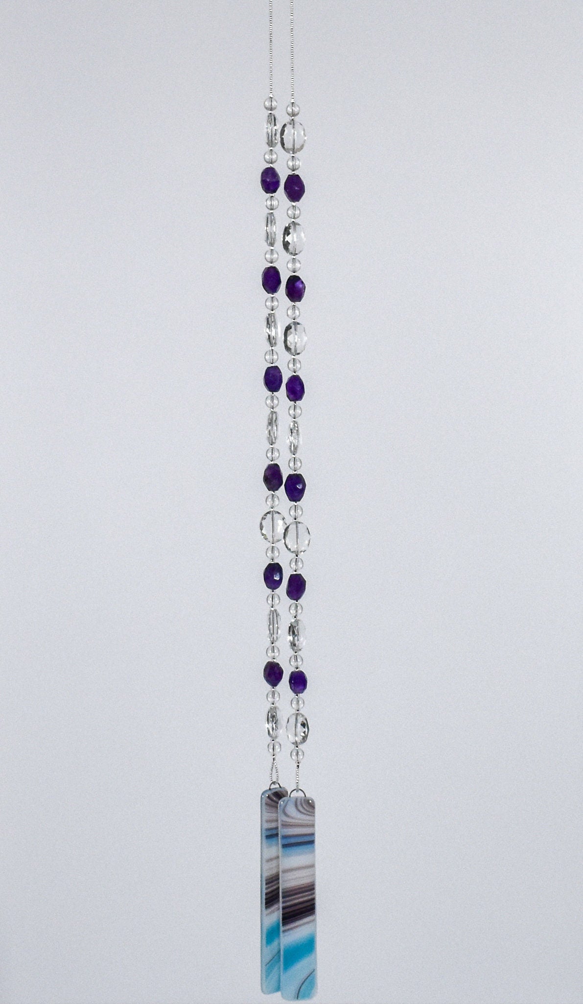 Gorgeous Amethyst Sun-Catcher Wind Chime with Glass Crystal