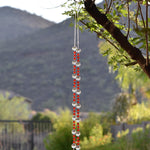 Bright Red Glass Sun Catcher and Wind Chime Outdoor Decor