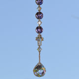 Handmade Purple Glass Car Charm with Crystal Cross