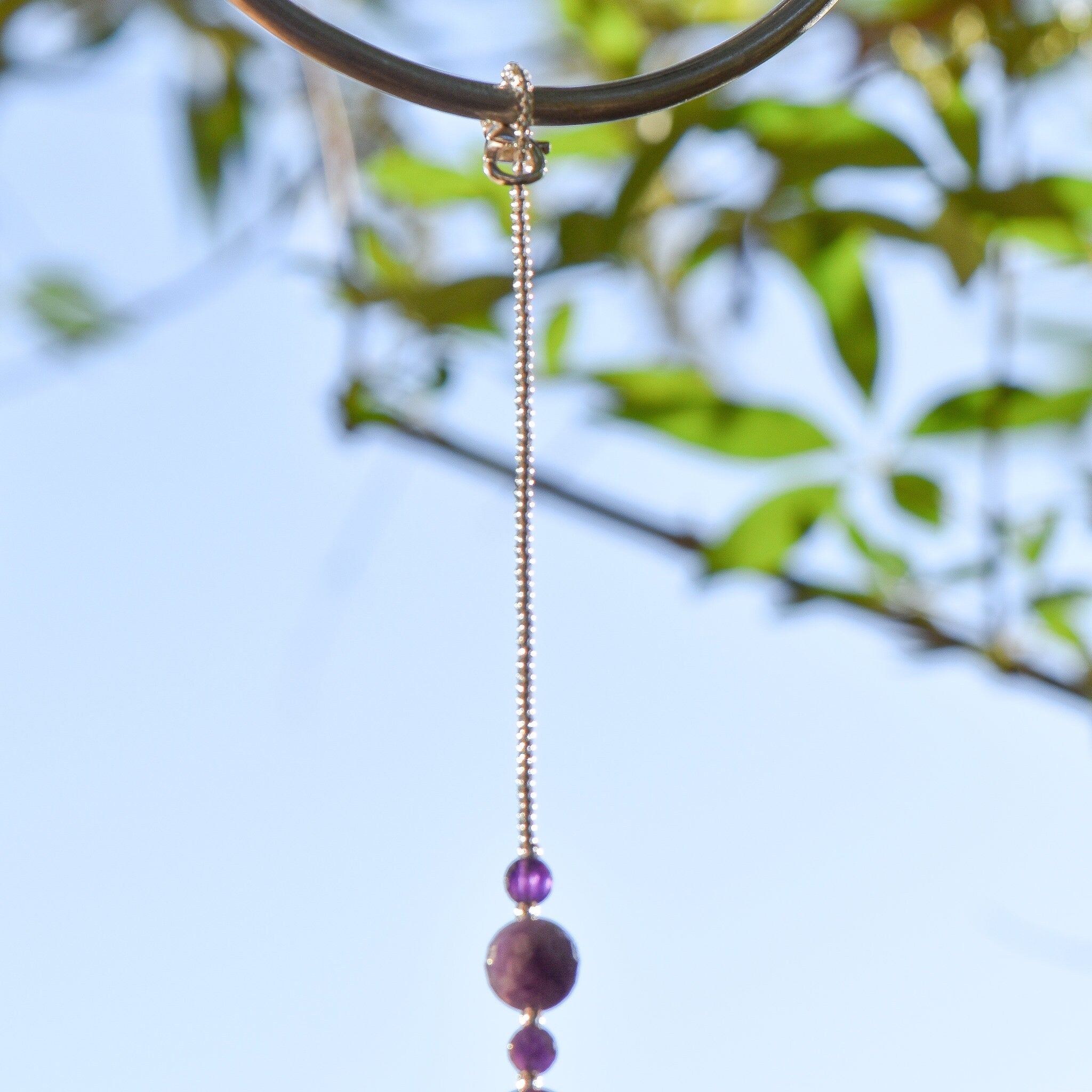 Amethyst Stone Car Charm Sun-Catcher - Sunlight Sparkle and Positive Vibes