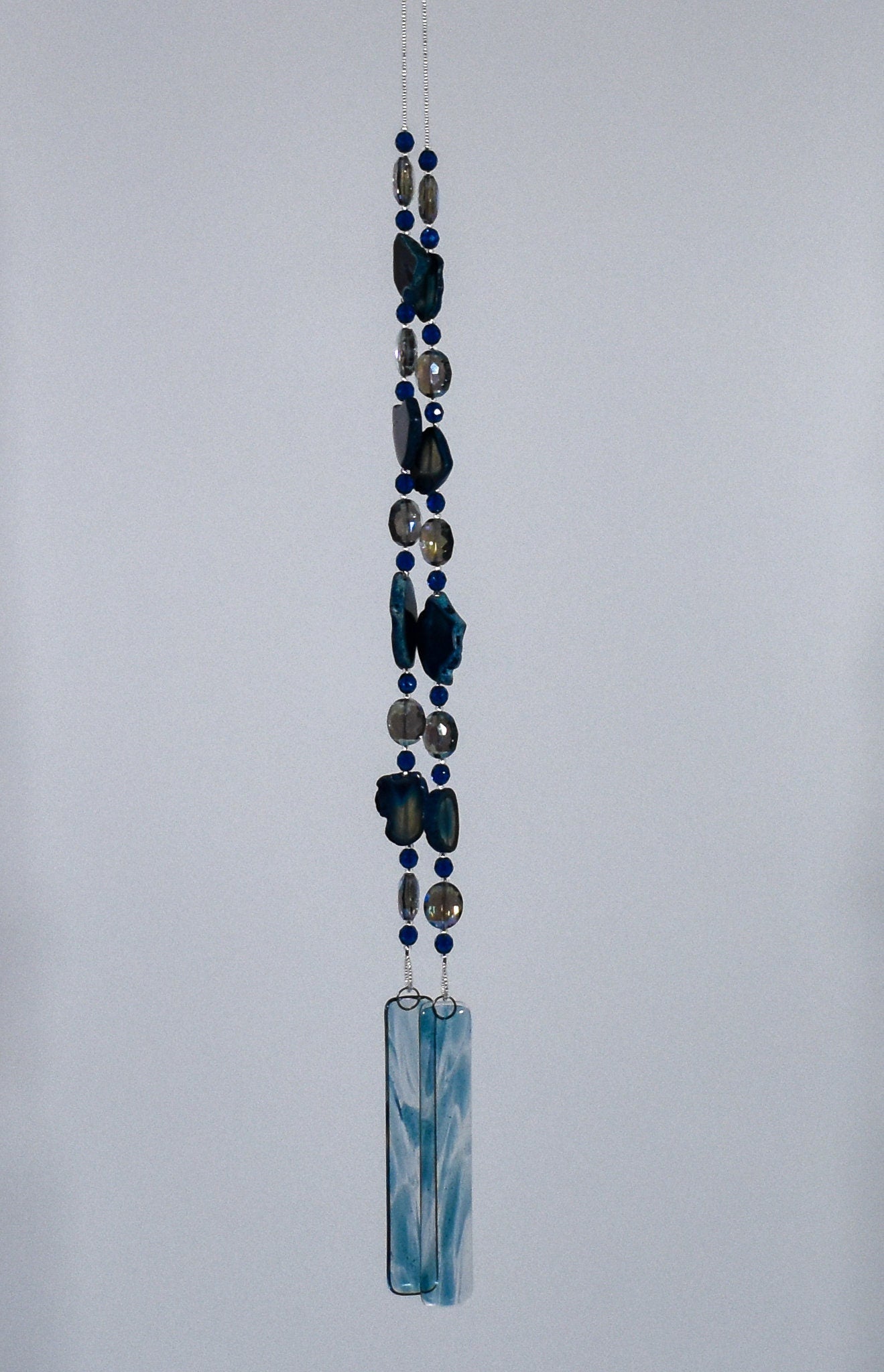 Dark Blue Agate Sun-Catcher Wind Chime - Outdoor Decor