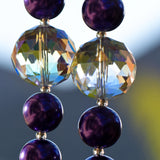 Brilliant Purple Pearls with Large Crystals - Sun Catcher and Wind Chime - Outdoor Decor