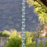 Turquoise Blue Glass Bead Wind Chime with Reflective Clear Glass - Outdoor Decor, Retirement Gift