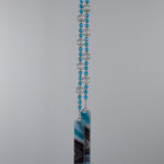 Turquoise Blue Glass Bead Wind Chime with Reflective Clear Glass - Outdoor Decor, Retirement Gift