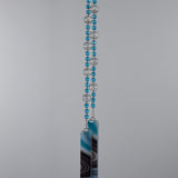 Turquoise Blue Glass Bead Wind Chime with Reflective Clear Glass - Outdoor Decor, Retirement Gift