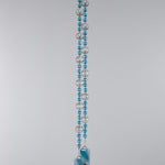 Turquoise Blue Glass Bead Wind Chime with Reflective Clear Glass - Outdoor Decor, Retirement Gift