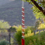 Bright Red Glass Sun Catcher and Wind Chime Outdoor Decor