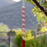 Bright Red Glass Sun Catcher and Wind Chime Outdoor Decor