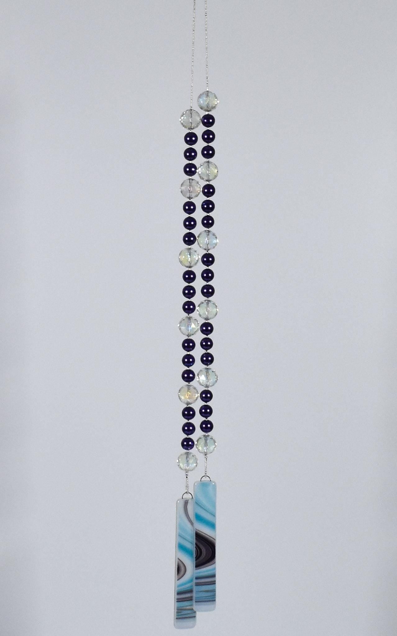 Brilliant Purple Pearls with Large Crystals - Sun Catcher and Wind Chime - Outdoor Decor