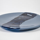 Handcrafted Fused Glass Plate in Payne's Gray and Sparkling Blue - Versatile Home Decor Piece