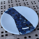 Handcrafted Fused Glass Plate in Payne's Gray and Sparkling Blue - Versatile Home Decor Piece