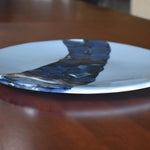 Handcrafted Fused Glass Plate in Payne's Gray and Sparkling Blue - Versatile Home Decor Piece