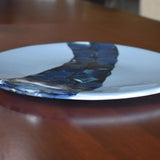 Handcrafted Fused Glass Plate in Payne's Gray and Sparkling Blue - Versatile Home Decor Piece