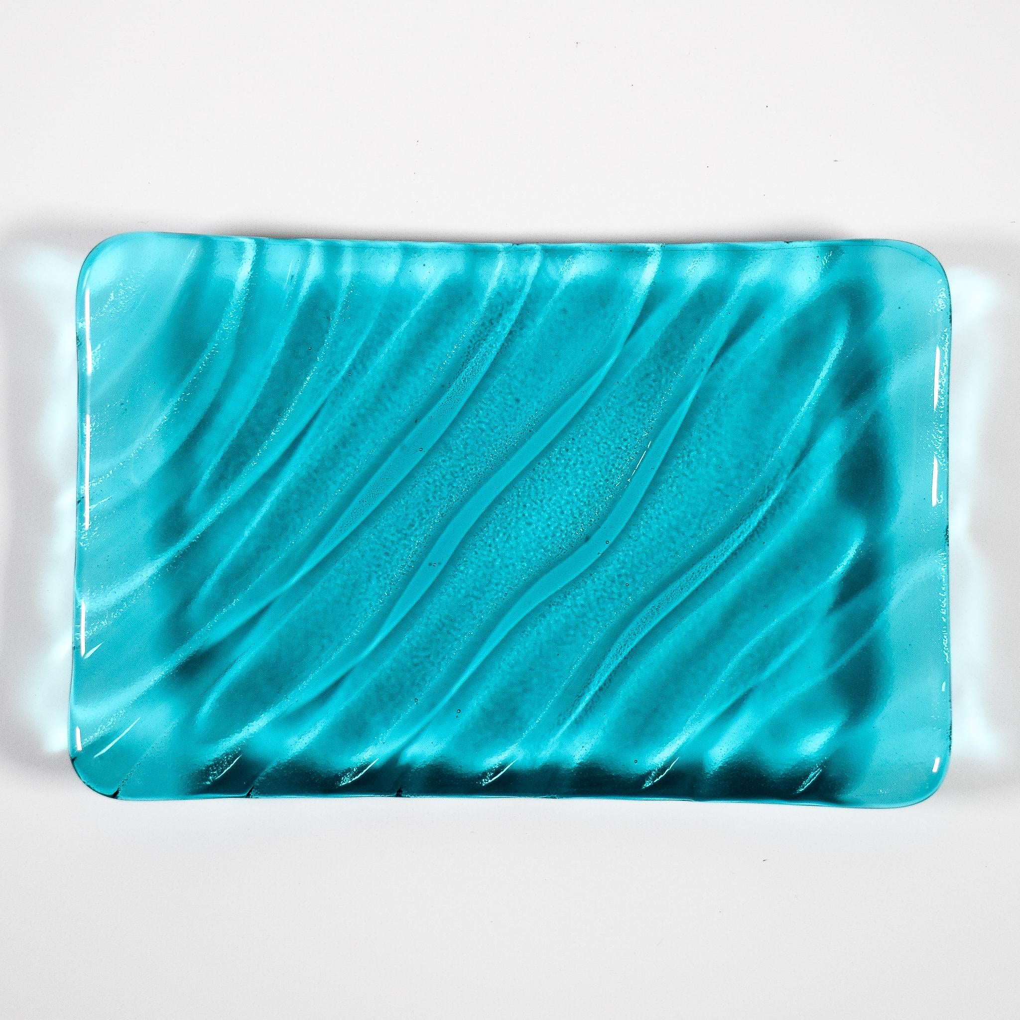 Glass Soap Dish with Wave Design - Various Colors